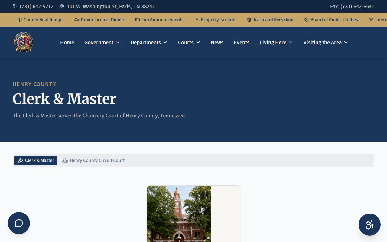 Henry County Clerk and Master information and courthouse records