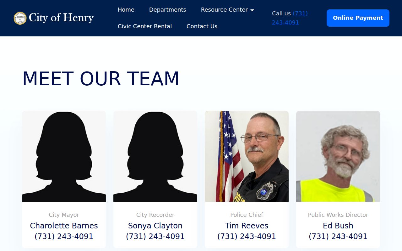 City of Henry municipal staff and contact directory